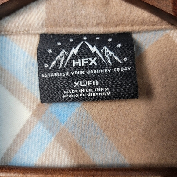 HFX NWT Brown & Blue Plaid Button-Up Long Sleeve Flannel Jacket - WOMEN'S XL - Picture 5 of 9